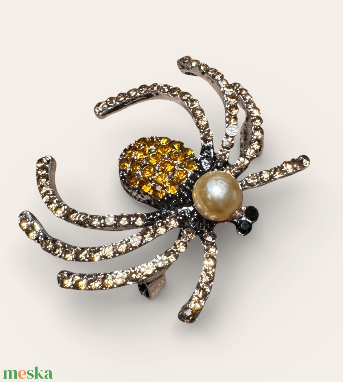 Pók Vintage BROSS az 1980-as évekből, gyönyörű elegáns strasszos kitűző, pin szövetkabátra, blúzra,  blézerre - ékszer - kitűző és bross - Meska.hu