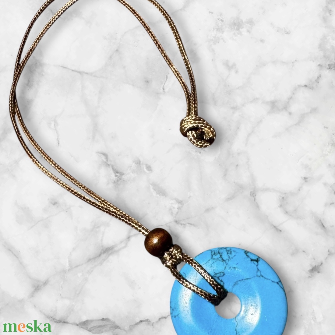 Férfi vagy UNISEX nyaklánc türkiz medállal, férfi türkiz köves nyakánc, uniszex nyakék - ékszer - nyaklánc - statement nyaklánc - Meska.hu