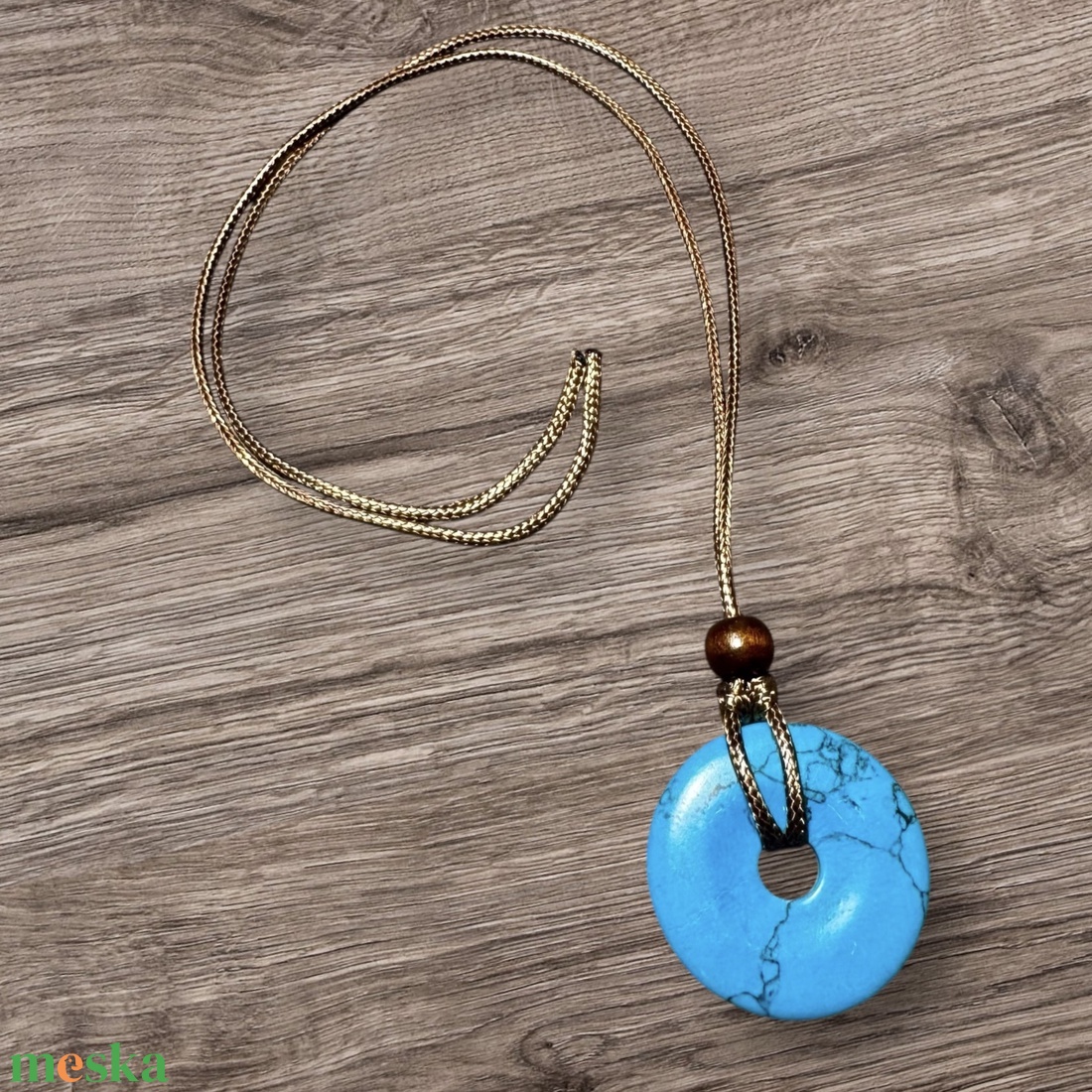 Férfi vagy UNISEX nyaklánc türkiz medállal, férfi türkiz köves nyakánc, uniszex nyakék - ékszer - nyaklánc - statement nyaklánc - Meska.hu