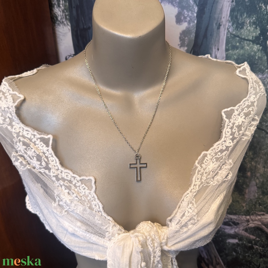 Retro kereszt medálos nyaklánc � vintage vallásos ékszer az 1970�80-as évekből - ékszer - nyaklánc - medálos nyaklánc - Meska.hu