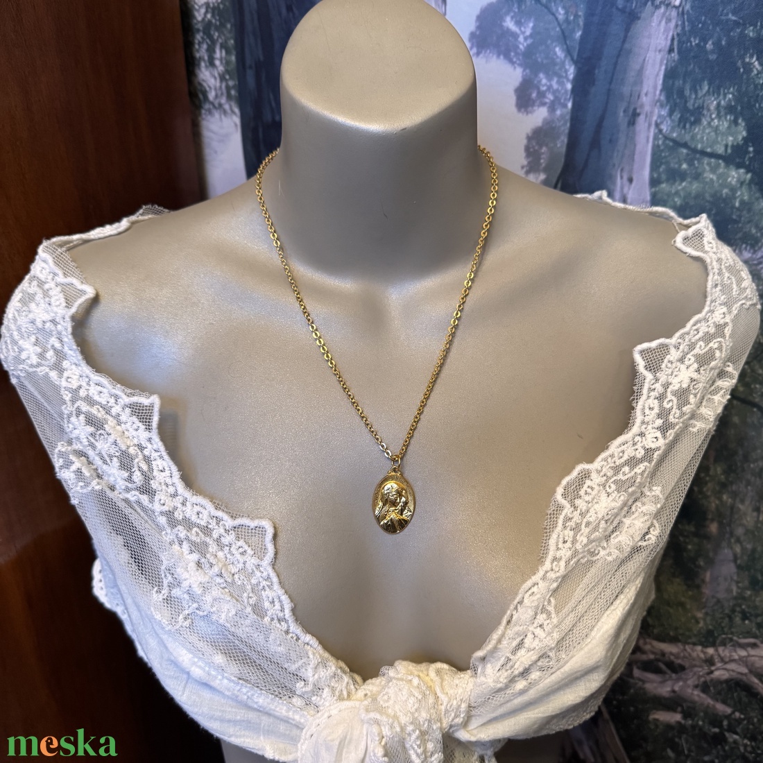 Retro Szűz Mária medálos nyaklánc � vintage vallásos ékszer az 1970�80-as évekből - ékszer - nyaklánc - medálos nyaklánc - Meska.hu