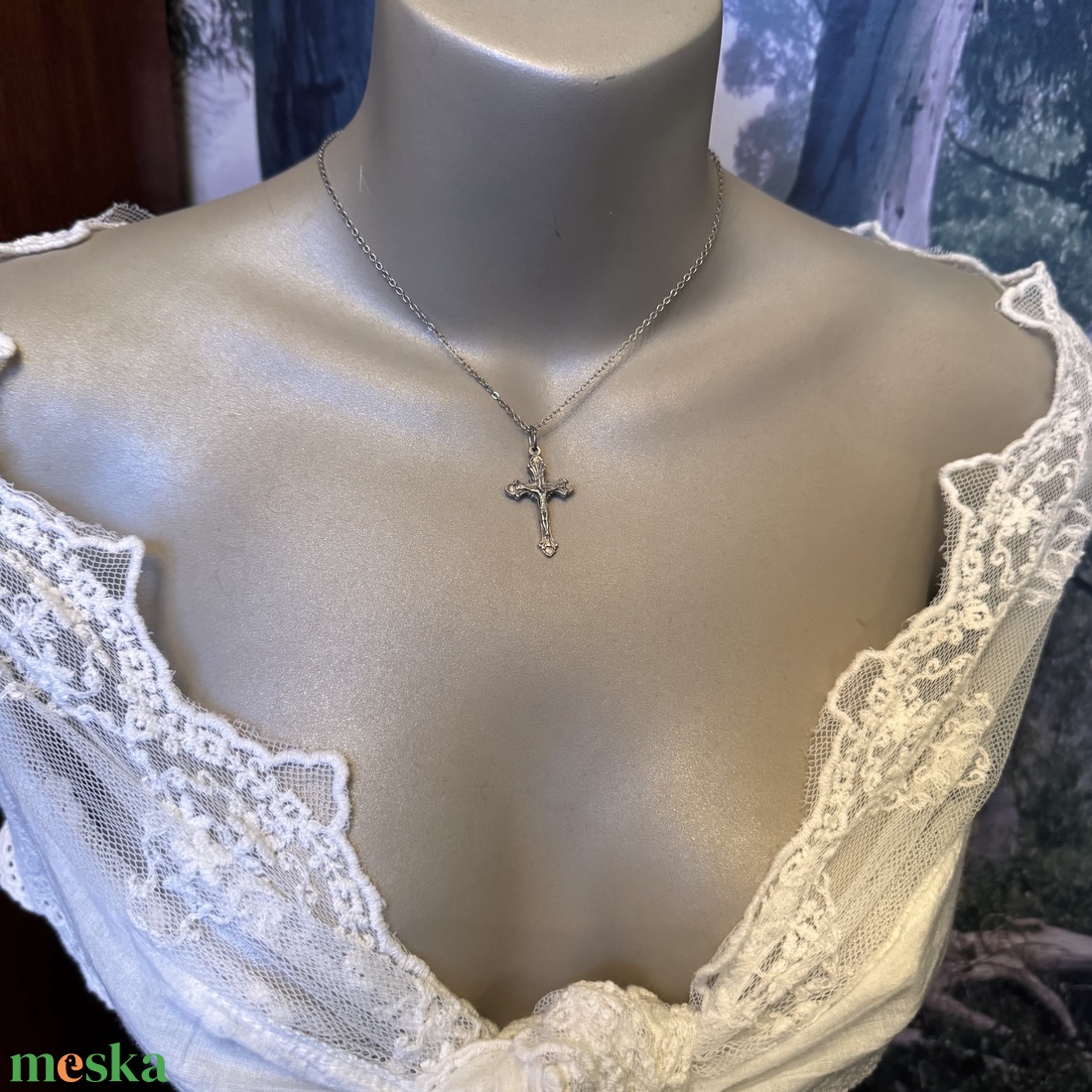 Retro kereszt medálos nyaklánc � vintage vallásos ékszer az 1970�80-as évekből - ékszer - nyaklánc - medálos nyaklánc - Meska.hu