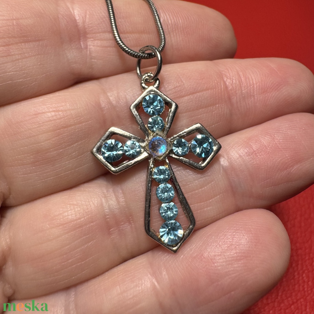 Retro kereszt medálos nyaklánc � vintage vallásos ékszer az 1970�80-as évekből - ékszer - nyaklánc - medálos nyaklánc - Meska.hu