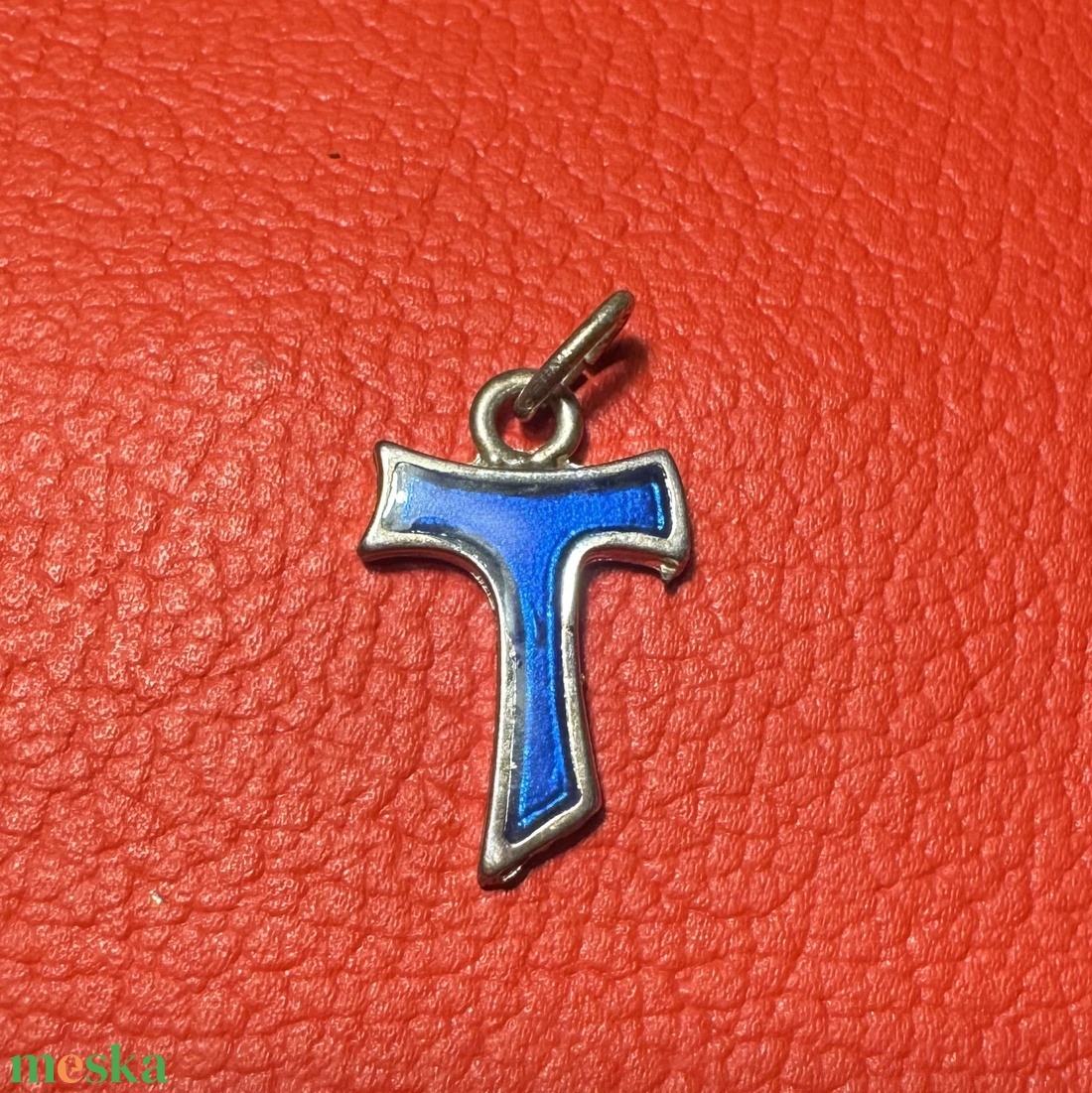 Antoniusz kereszt, Tau kereszt tűzzománcból kereszt nyakláncra � vintage vallásos ékszer az 1970�80-as évekből - ékszer - nyaklánc - medálos nyaklánc - Meska.hu