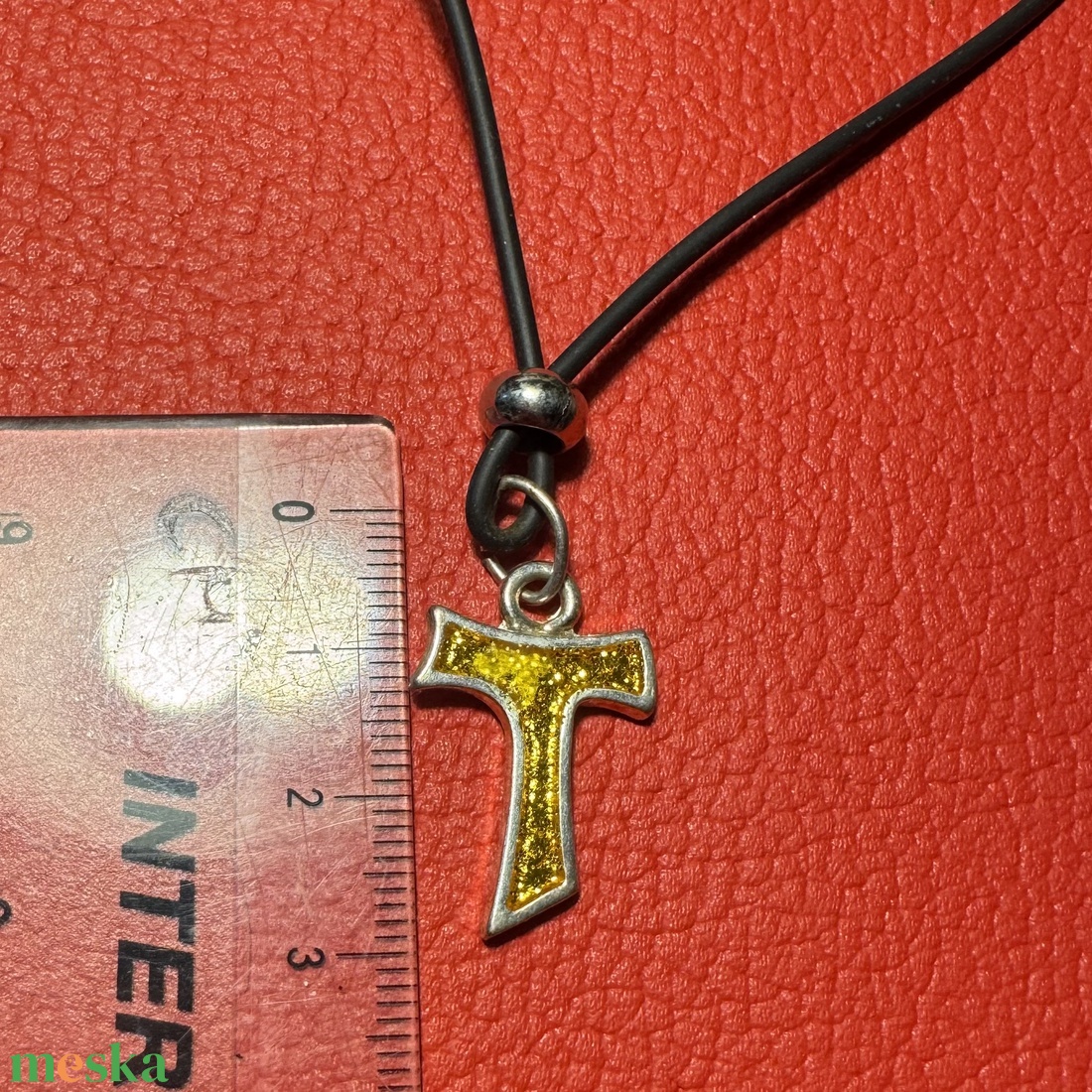 Antoniusz kereszt, Tau kereszt tűzzománcból kereszt nyakláncra � vintage vallásos ékszer az 1970�80-as évekből - ékszer - nyaklánc - medálos nyaklánc - Meska.hu