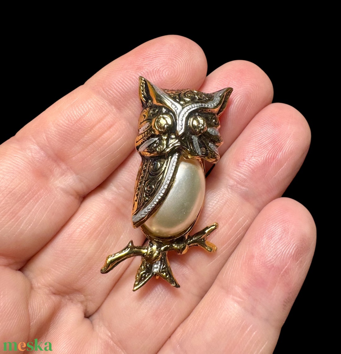 Bross, 24 karát aranyozott Damascene kitűző vintage damaszkén bross, Toledó spanyol ékszer, aranyozott kézműves bross - ékszer - kitűző és bross - Meska.hu