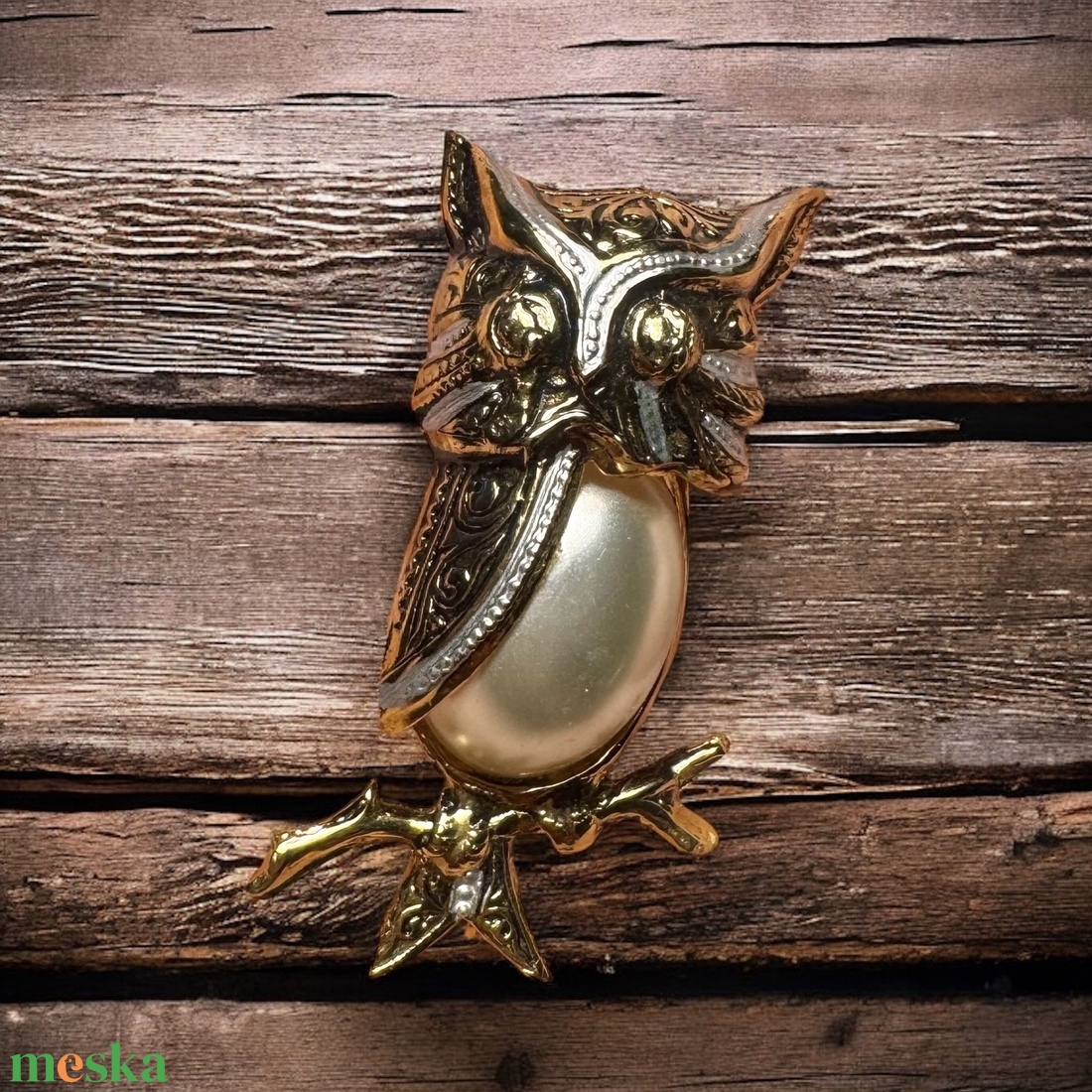 Bross, 24 karát aranyozott Damascene kitűző vintage damaszkén bross, Toledó spanyol ékszer, aranyozott kézműves bross - ékszer - kitűző és bross - Meska.hu