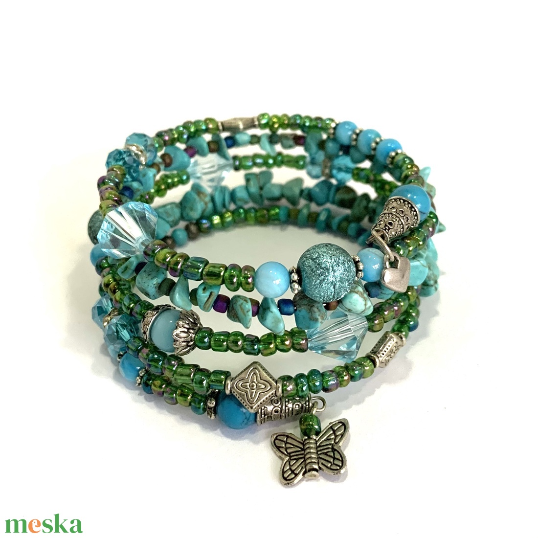 Türkiz köves rugalmas Karkötő memóriadróton Méret: M/L - erősebb hölgyeknek is ajánlom! Türkiz karperec - ékszer - karkötő - memóriadrótos karkötő - Meska.hu