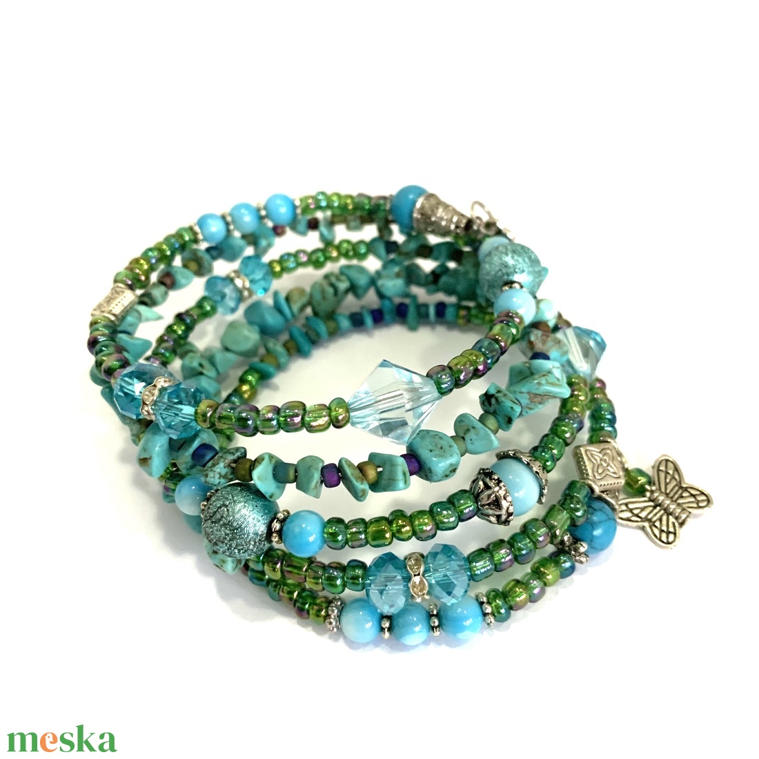 Türkiz köves rugalmas Karkötő memóriadróton Méret: M/L - erősebb hölgyeknek is ajánlom! Türkiz karperec - ékszer - karkötő - memóriadrótos karkötő - Meska.hu