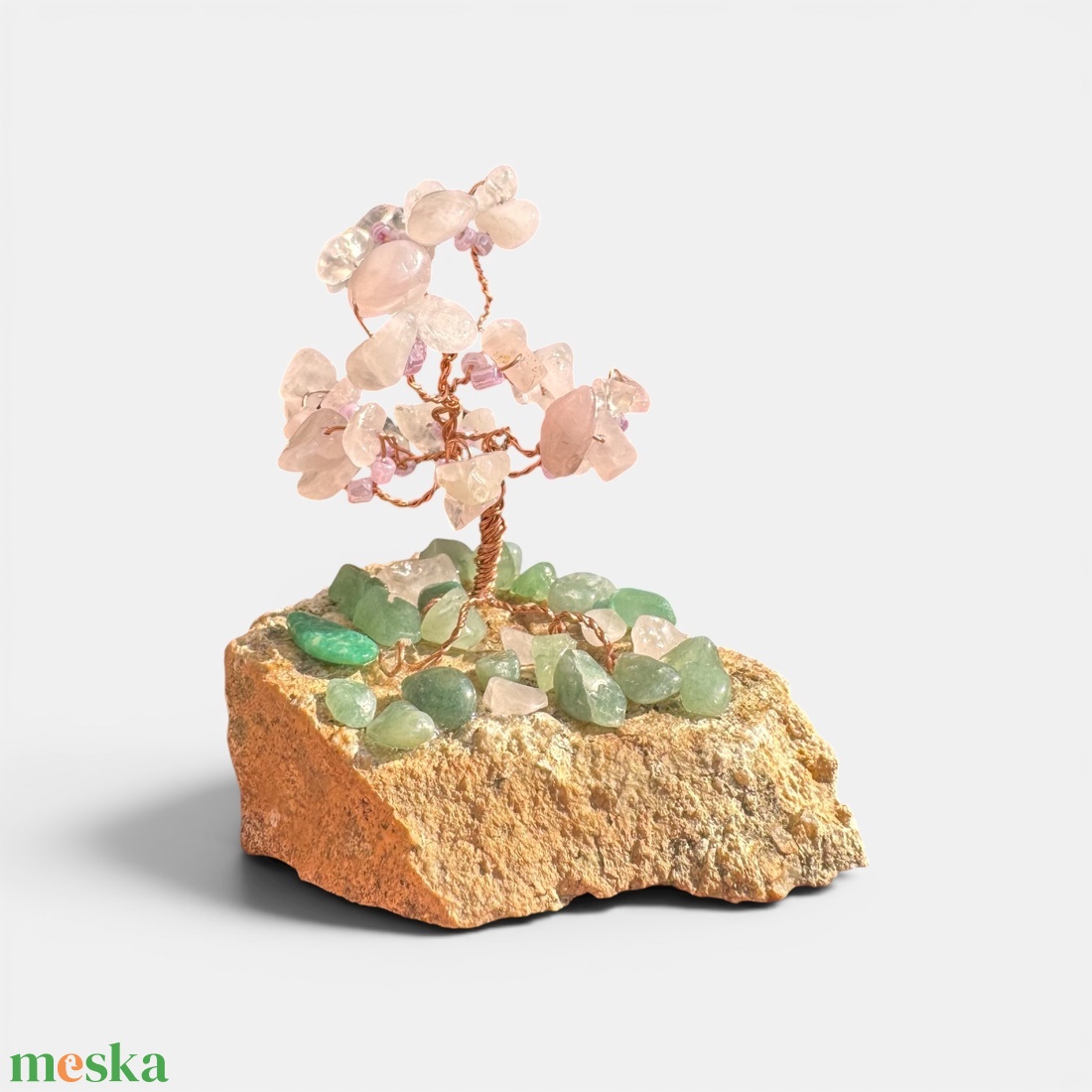 Kristály fa rózsakvarc és aventurin ásványból, Bonsai kristály Ékszerfa szerencsefa, életfa, drágakő fa, pénzfa - otthon & életmód - dekoráció - asztal és polc dekoráció - gyöngyfa, ásványfa - Meska.hu