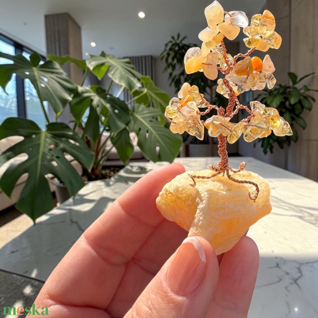 Kristály fa citrin ásványból, Bonsai kristály Ékszerfa szerencsefa, életfa, pénzhozó fa, kristályfa kövekből drágakő fa - otthon & életmód - dekoráció - asztal és polc dekoráció - gyöngyfa, ásványfa - Meska.hu