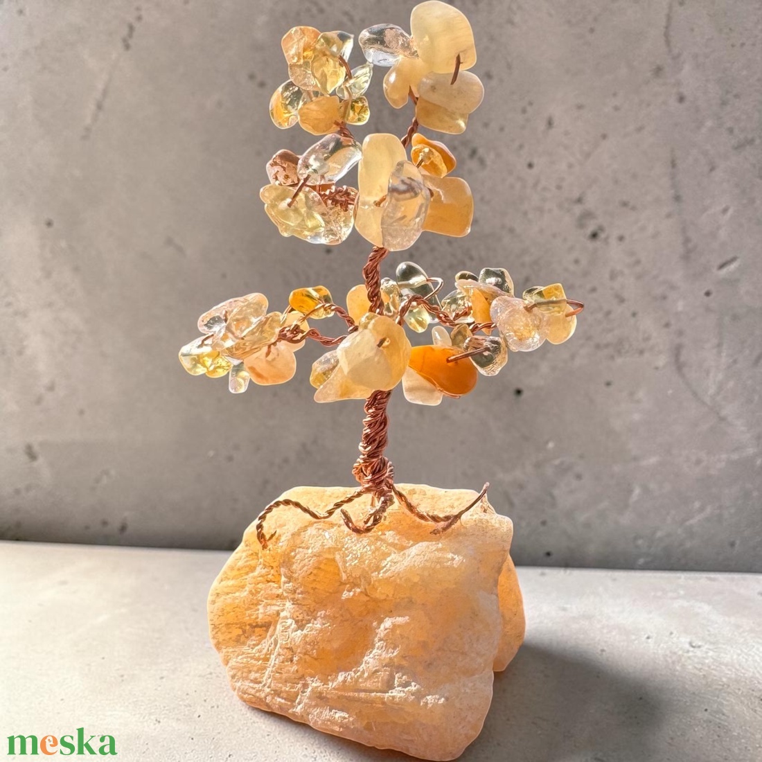 Kristály fa citrin ásványból, Bonsai kristály Ékszerfa szerencsefa, életfa, pénzhozó fa, kristályfa kövekből drágakő fa - otthon & életmód - dekoráció - asztal és polc dekoráció - gyöngyfa, ásványfa - Meska.hu