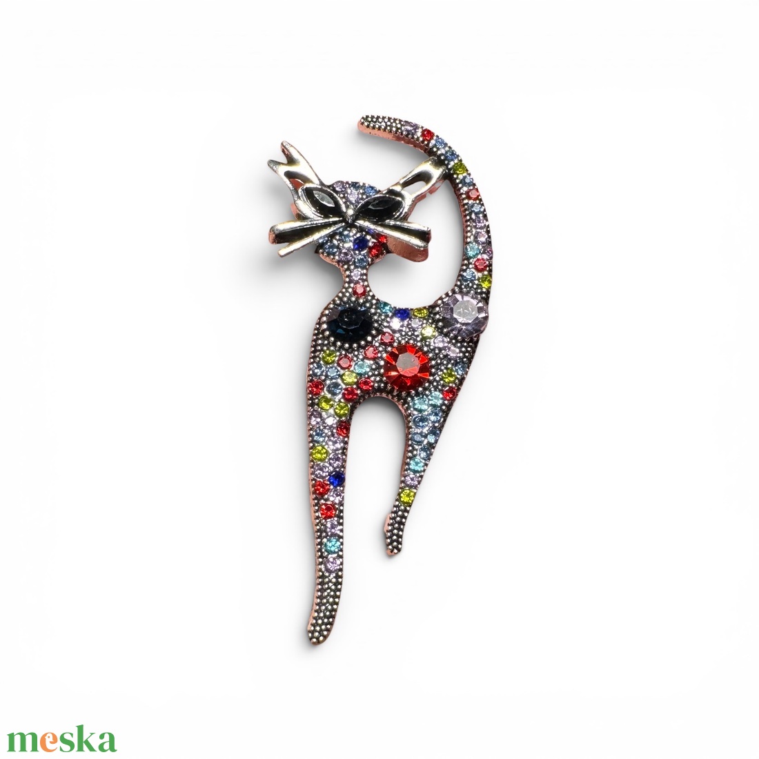 Cicás retro BROSS az 1980-as évekből, gyönyörű elegáns strasszos kitűző, pin szövetkabátra, blúzra,  blézerre - ékszer - kitűző és bross - Meska.hu