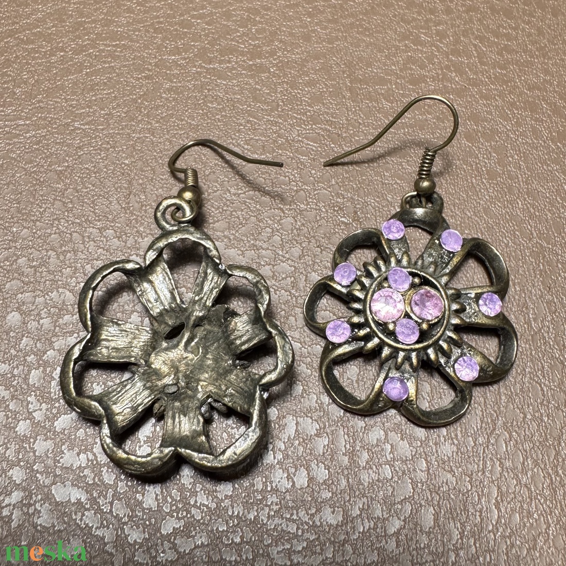 Retro ékszer, bronz vintage fülbevaló 1970/80-as évek stílusa, gyönyörű mutatós retro fül ékszer - ékszer - fülbevaló - csillár fülbevaló - Meska.hu