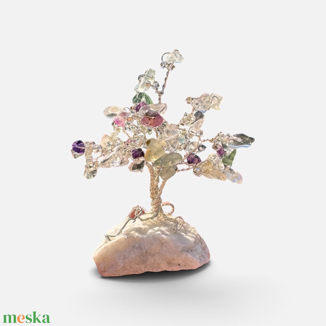 Ametiszt fluori kristály fa, kristály bonsai, ékszerfa, szerencsefa, életfa, pénzfa, kristályfa  - otthon & életmód - dekoráció - asztal és polc dekoráció - gyöngyfa, ásványfa - Meska.hu