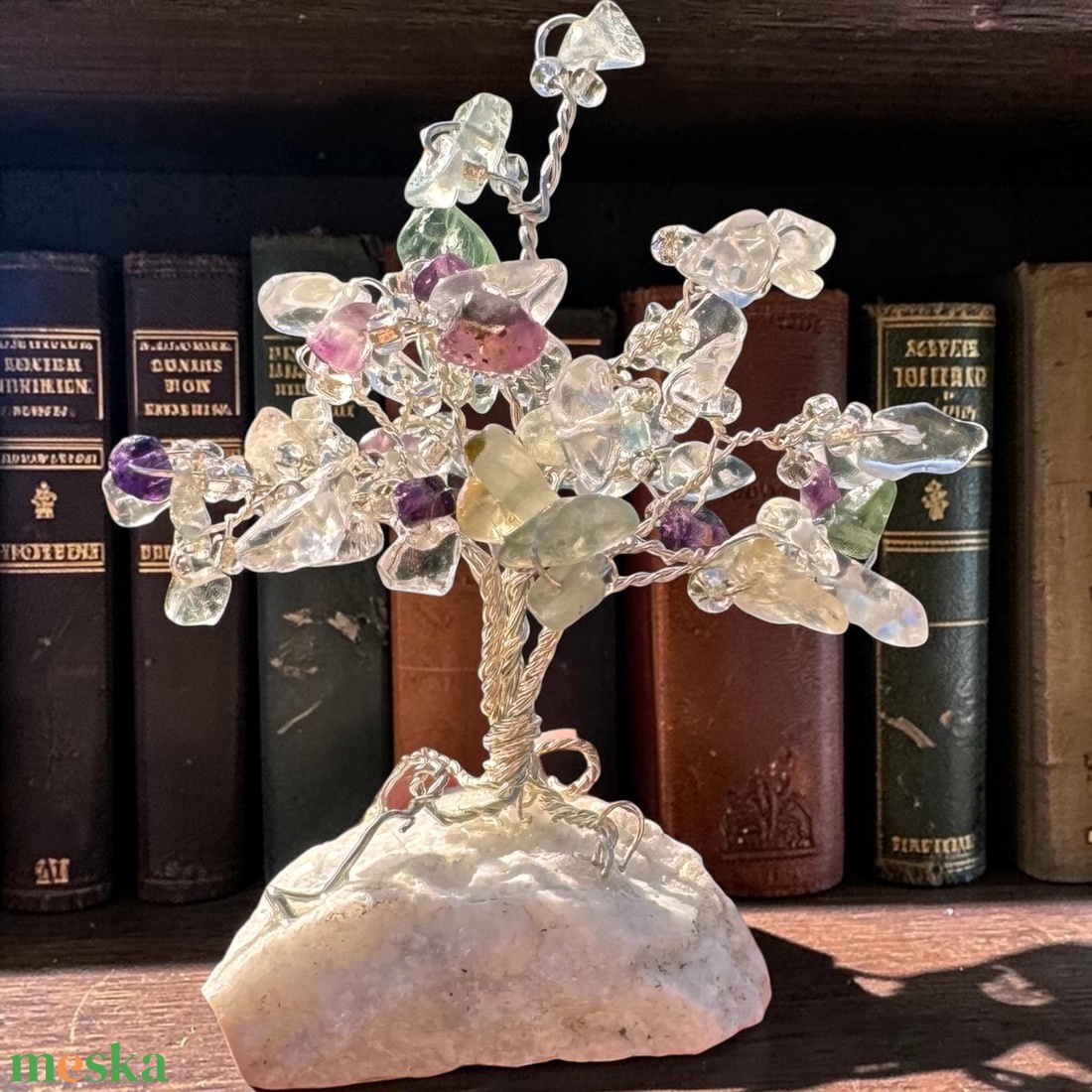 Ametiszt fluori kristály fa, kristály bonsai, ékszerfa, szerencsefa, életfa, pénzfa, kristályfa  - otthon & életmód - dekoráció - asztal és polc dekoráció - gyöngyfa, ásványfa - Meska.hu