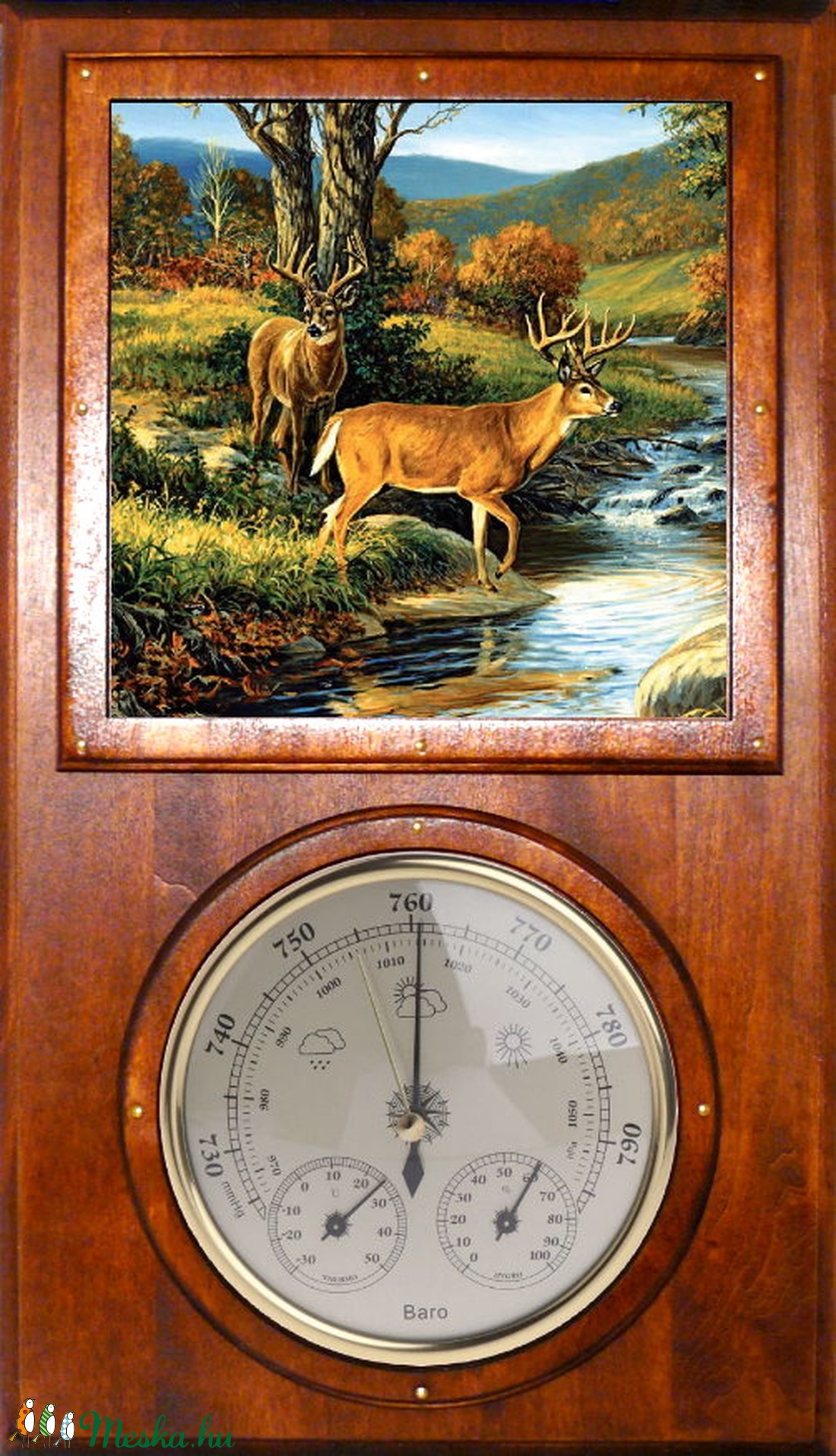 Barométer, Hőmérő, Időjárás állomás Szarvas Vadász képpel #4 -  - Meska.hu