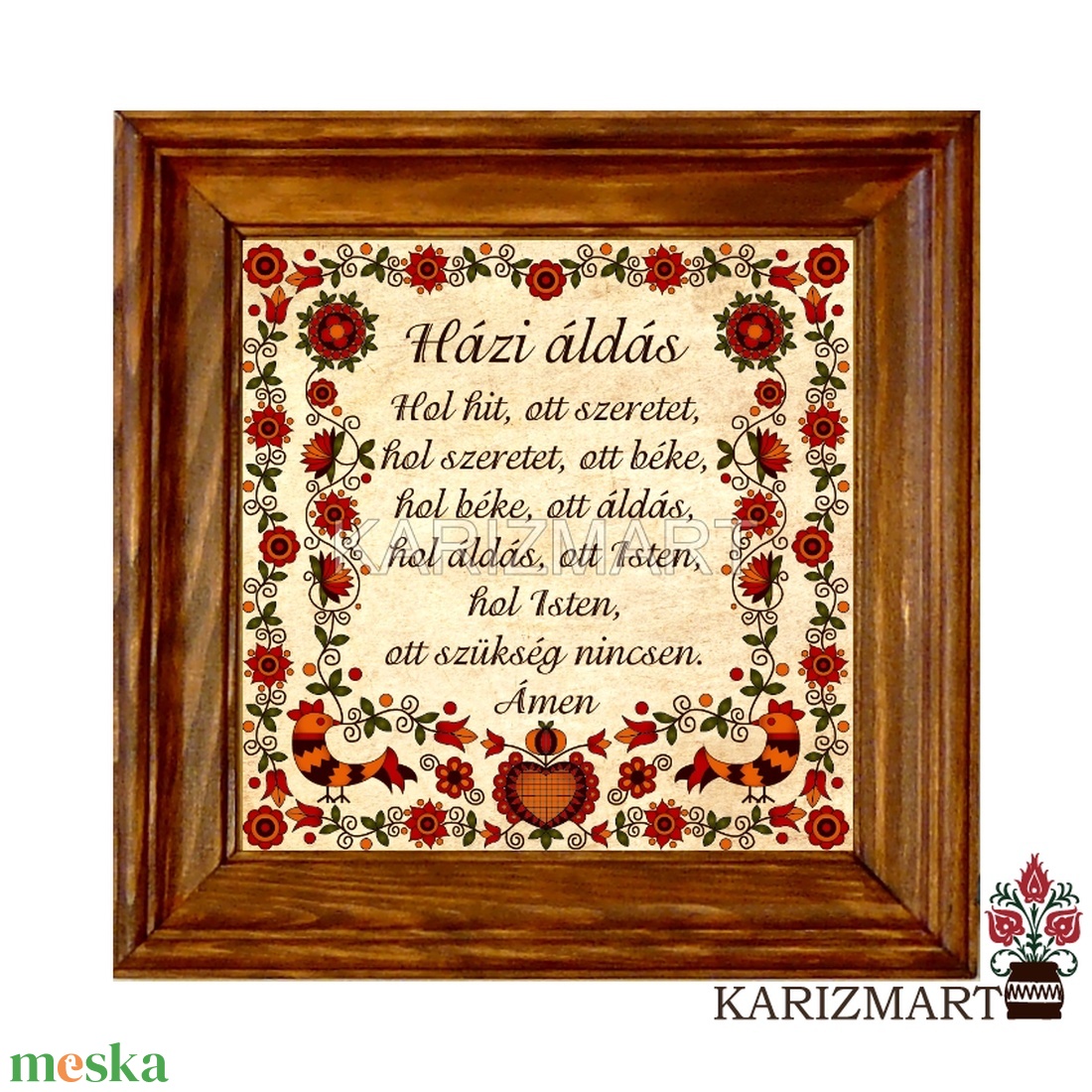 Falikép Házi Áldás rábaközi motívummal #KK02-17H - otthon & életmód - vallás - házi áldás - Meska.hu