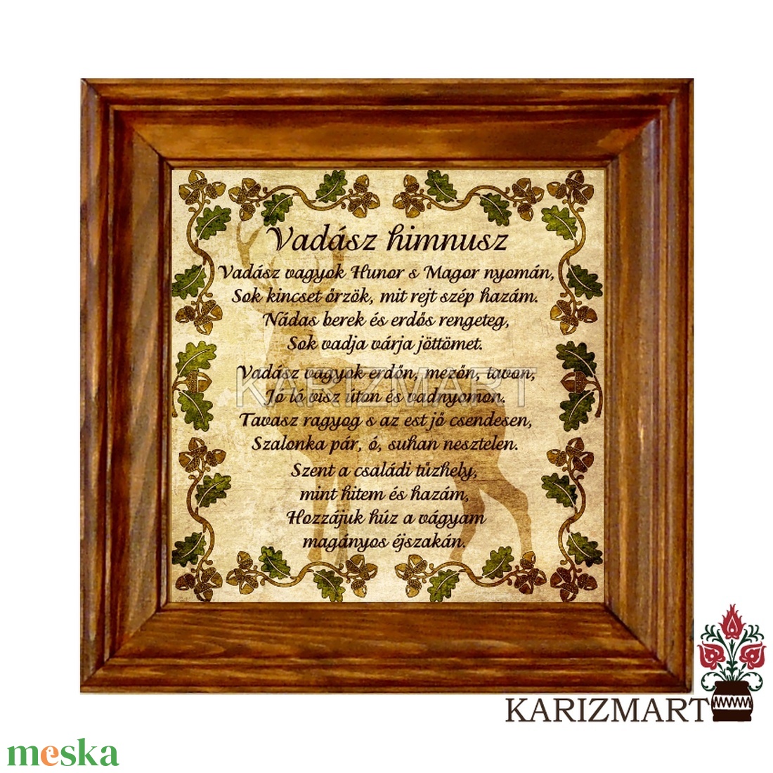 Falikép Vadász himnusz tölgyfaleveles szarvasos motívummal #V19 - otthon & lakás - dekoráció - képkeret - Meska.hu
