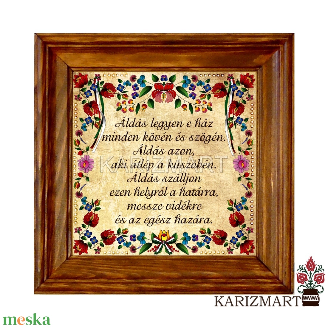 Falikép Áldás kalocsai motívummal #2A - otthon & lakás - vallás - házi áldás - Meska.hu