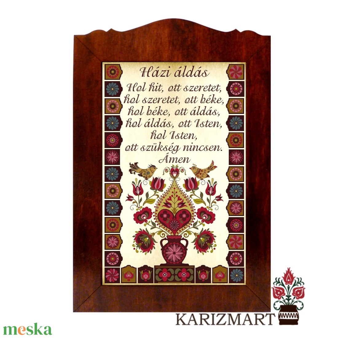 Táblakép Házi Áldás madaras tulipánfás motívummal #TK01-4H - otthon & életmód - vallás - házi áldás - Meska.hu