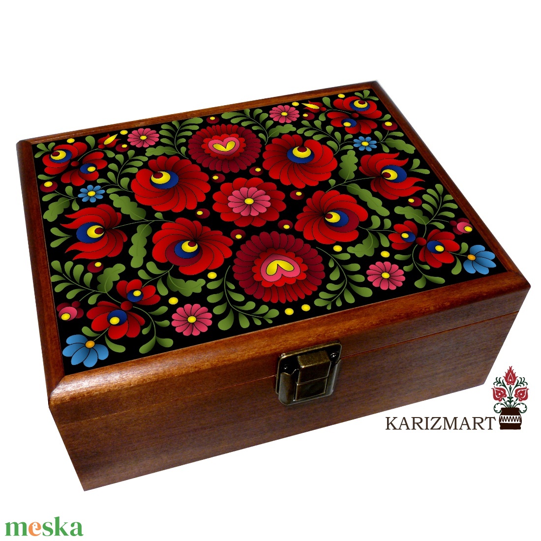 Nagyméretű Ékszeres Teás Díszdoboz Tároló doboz matyó motívummal #23 - ékszer - ékszertartó - ékszerdoboz - Meska.hu