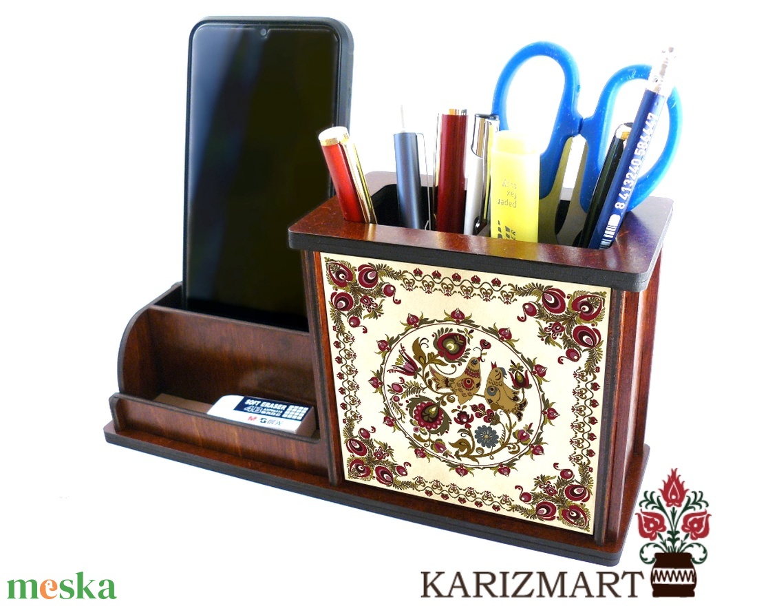 Írószertartó Telefontartó egyedi felirattal Madaras motívummal ajándék tanároknak #4 - otthon & lakás - papír írószer - tolltartó & ceruzatekercs - Meska.hu