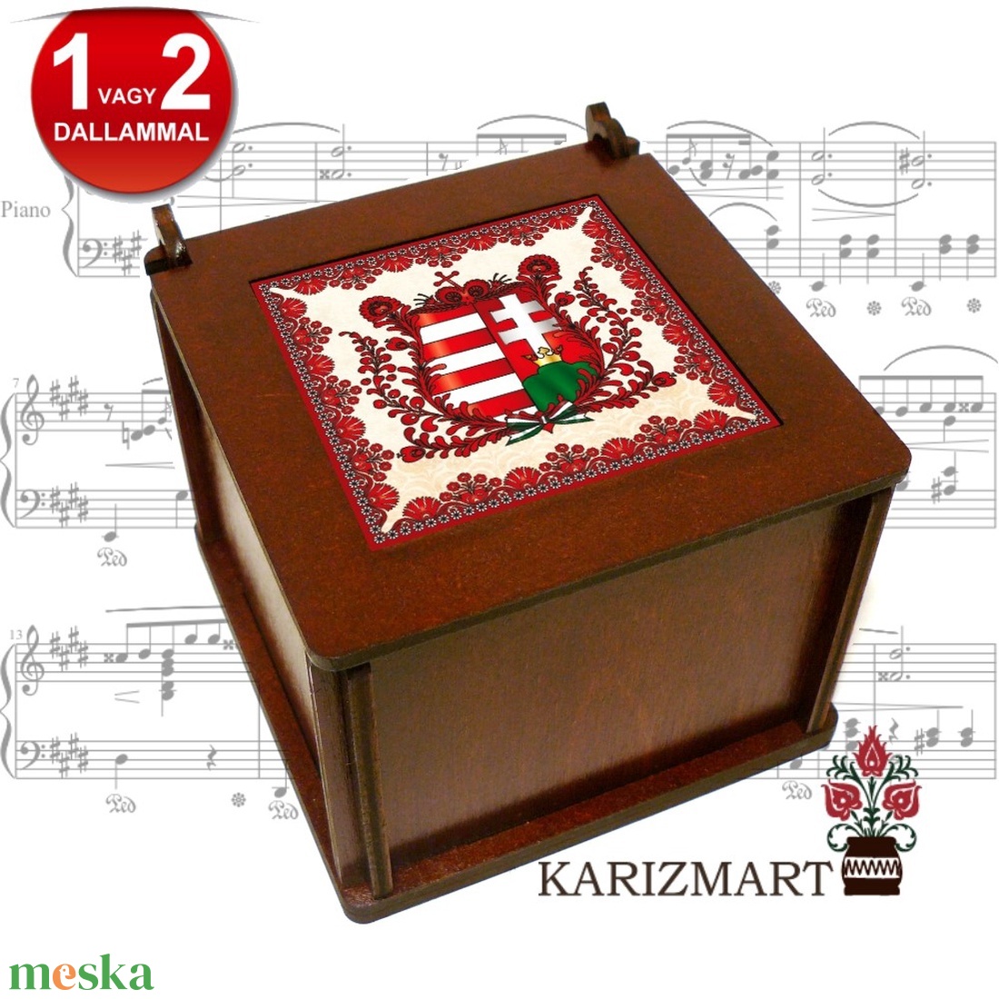  Zenélő doboz Zenedoboz címeres motívummal #18 - otthon & lakás - dekoráció - asztal és polc dekoráció - zenedoboz - Meska.hu