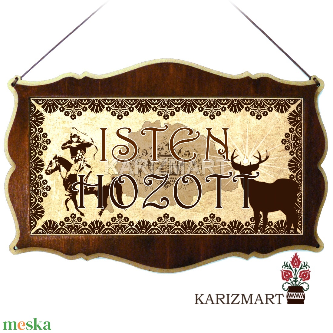 Ajtótábla Isten hozott lovasíjász csodaszarvas képpel #AT01-6 - otthon & életmód - dekoráció - ajtó- és ablak dekoráció - ajtótábla - Meska.hu