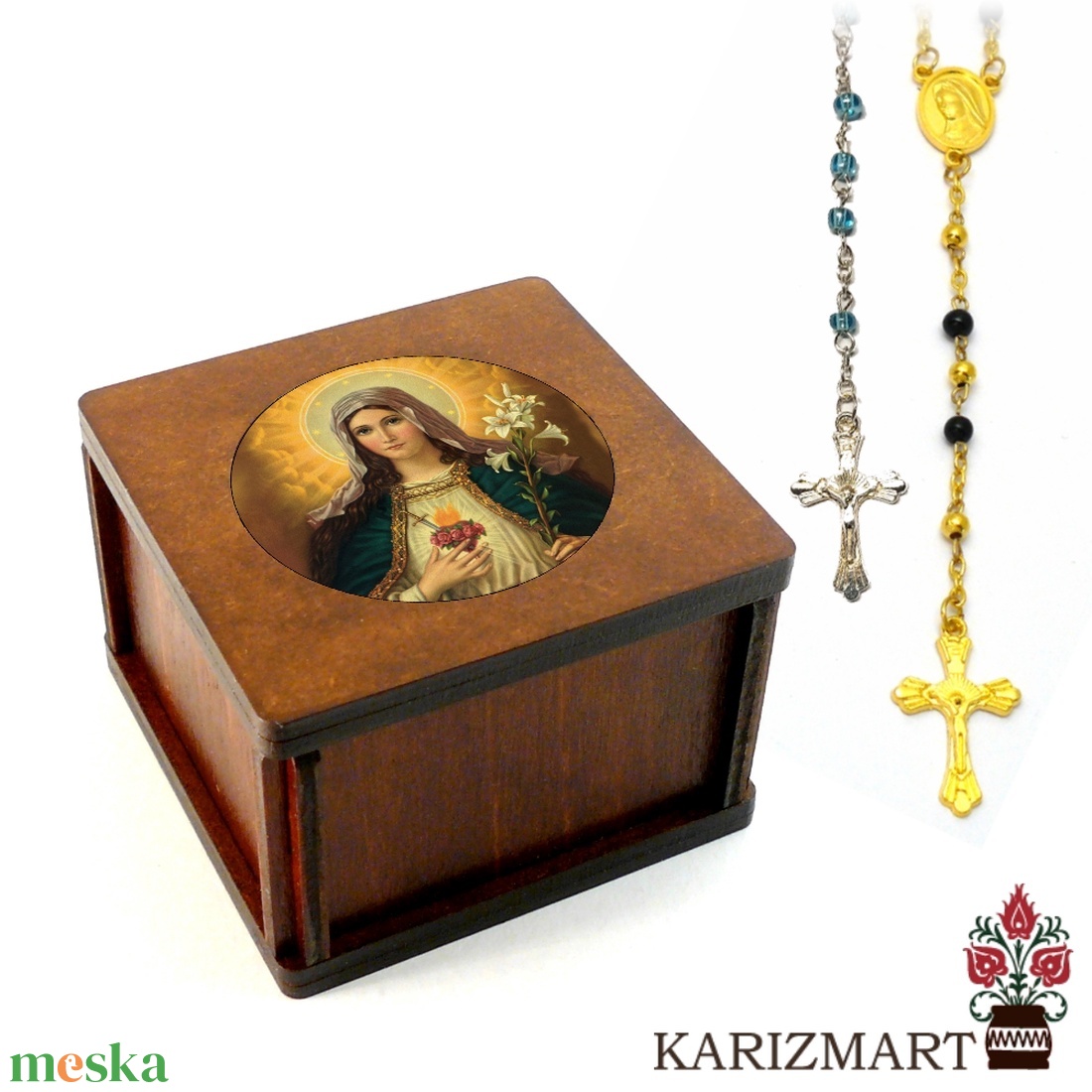  Rózsafüzér díszdobozzal #DD01-RF-4 - otthon & életmód - vallás - lánc & füzér - Meska.hu