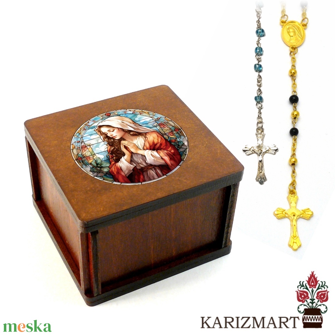  Rózsafüzér díszdobozzal #DD01-RF-12 - otthon & életmód - vallás - lánc & füzér - Meska.hu