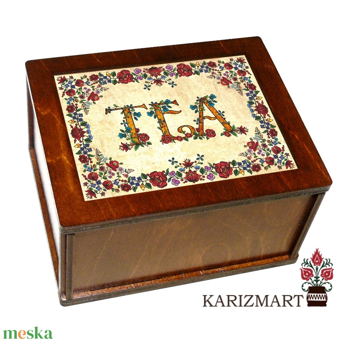Teás Díszdoboz Tároló doboz kalocsai motívummal #TD03-10 - otthon & életmód - konyhafelszerelés, tálalás - konyhai tárolás - tea & kávé tárolás - Meska.hu Teás Díszdoboz Tároló doboz kalocsai motívummal #TD03-10 - otthon & életmód - konyhafelszerelés, tálalás - konyhai tárolás - tea & kávé tárolás - Meska.hu
