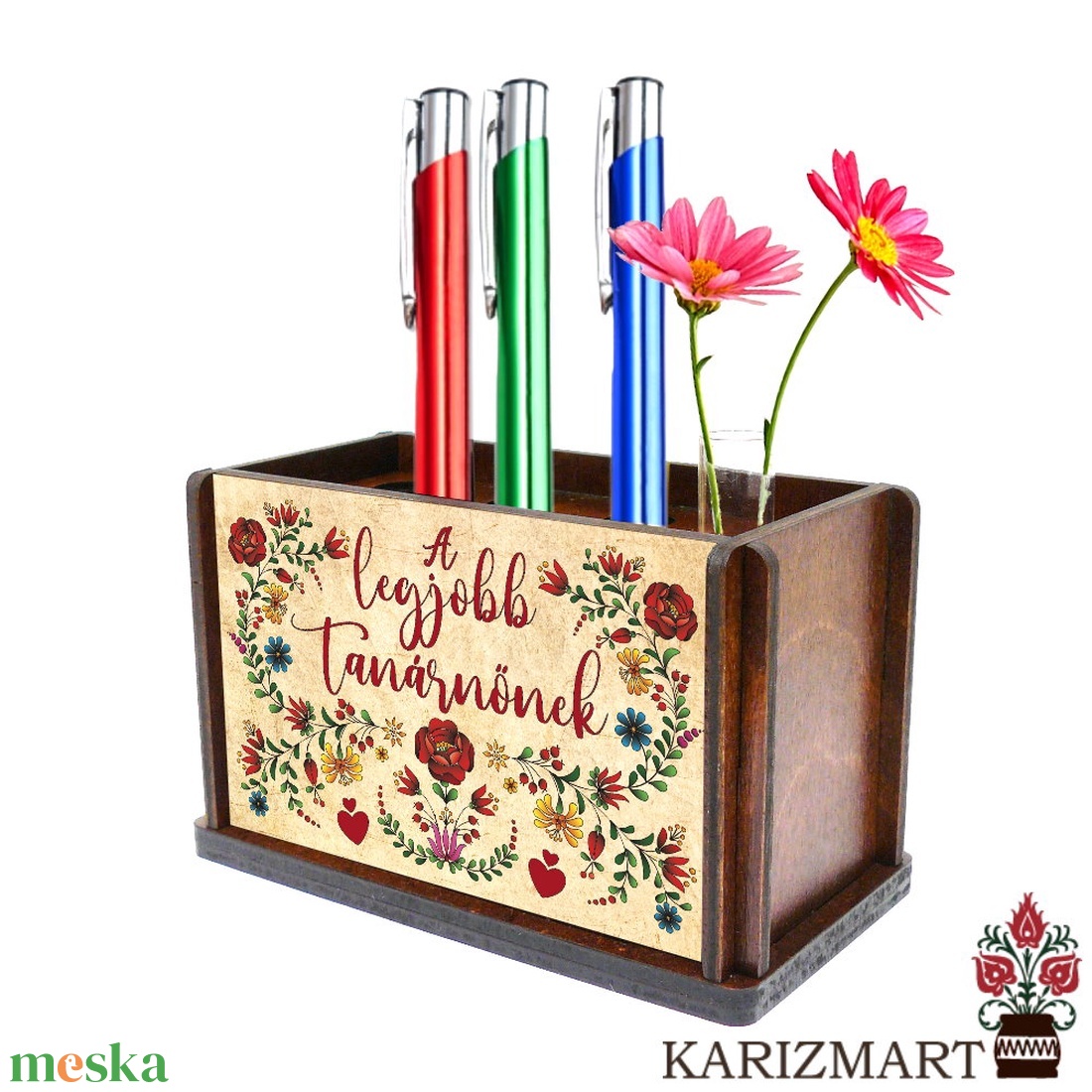 Ajándék tanárnak, tanárnőnek, óvónéninek, dadusnak Írószertartó, tolltartó, egyedi felirattal, virágtartóval #IT01-22 - otthon & életmód - papír, írószer - ceruza & toll - Meska.hu
