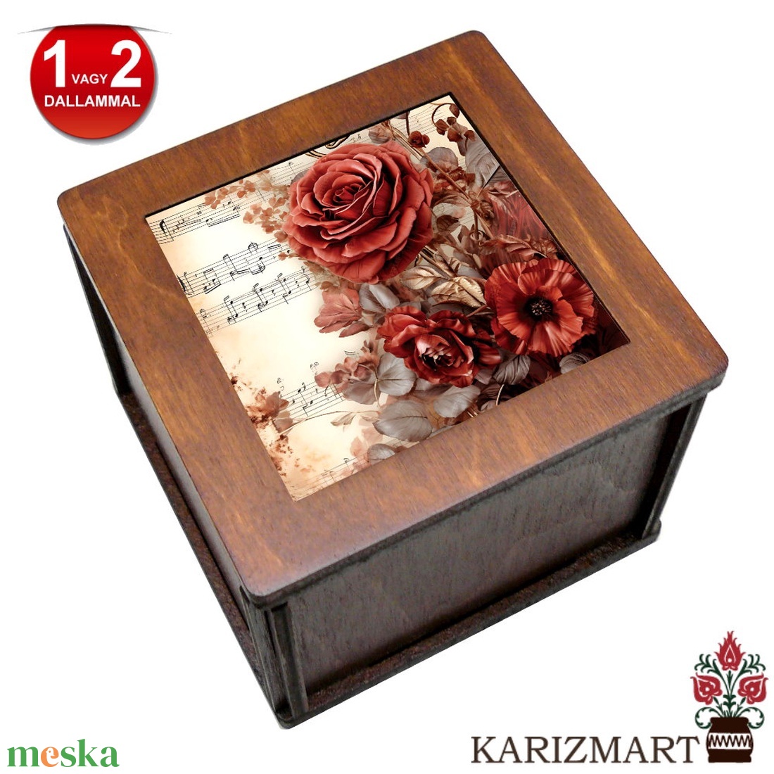  Zenélő doboz Zenedoboz Rózsák #ZD01-17 - otthon & életmód - dekoráció - asztal és polc dekoráció - zenedoboz - Meska.hu