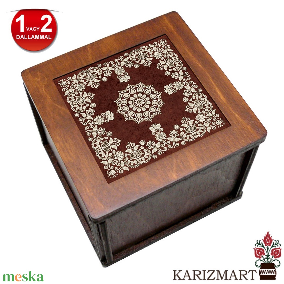  Zenélő doboz Zenedoboz sárközi motívummal #ZD01-9 - otthon & életmód - dekoráció - asztal és polc dekoráció - díszdoboz - Meska.hu