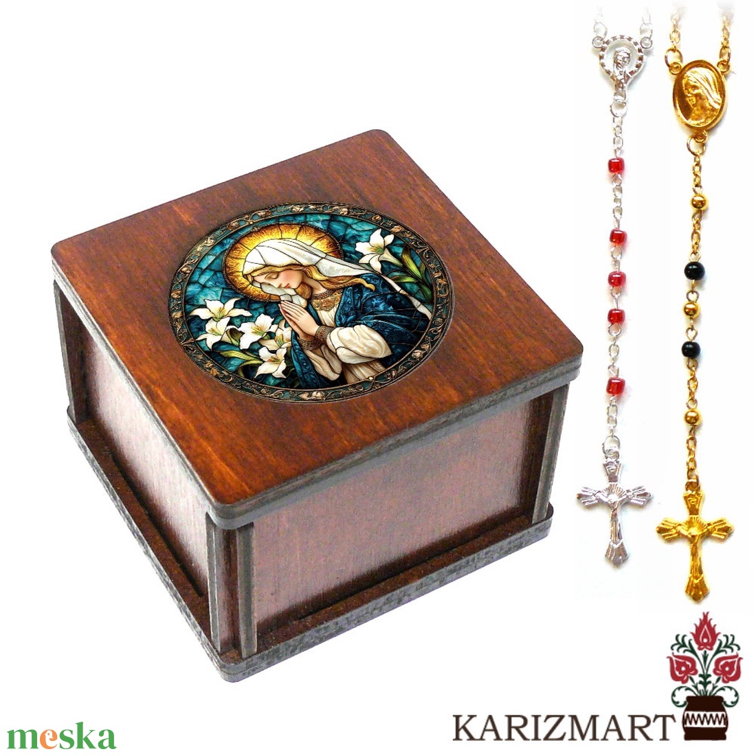  Rózsafüzér díszdobozzal #DD01-RF-9 - otthon & életmód - vallás - lánc & füzér - Meska.hu