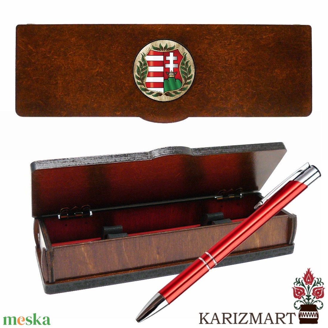 Tolltartó, egyedi felirattal, golyóstollal címer #IT02-09 - otthon & életmód - papír, írószer - tolltartó & ceruzatekercs - Meska.hu