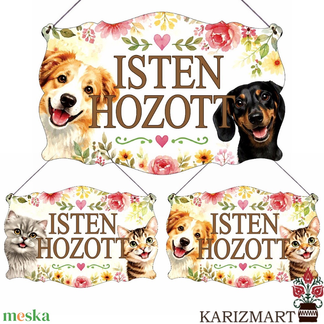 Ajtótábla Isten hozott -választható mintával- #AT01 (12-14) - otthon & életmód - dekoráció - ajtó- és ablak dekoráció - ajtótábla - Meska.hu