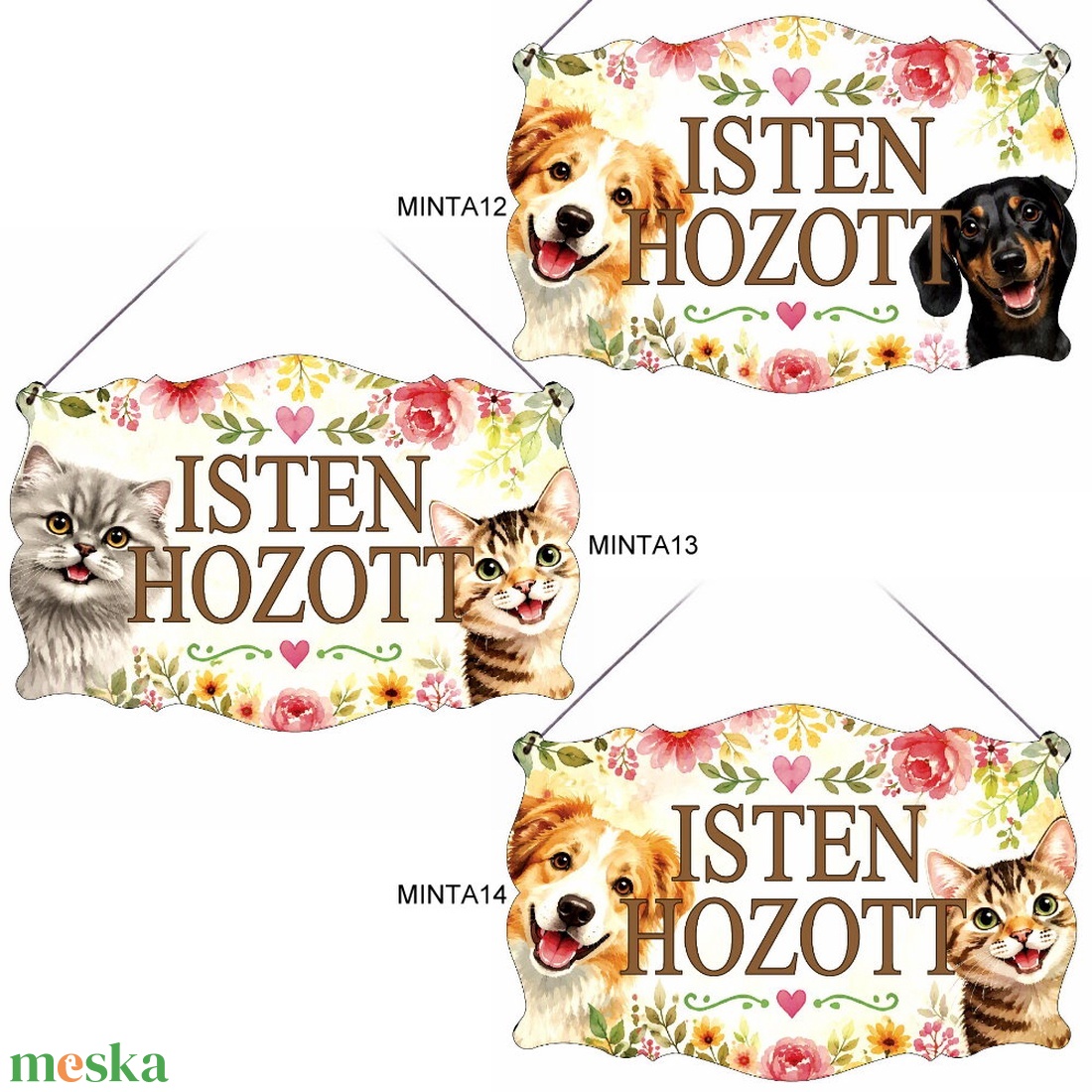 Ajtótábla Isten hozott -választható mintával- #AT01 (12-14) - otthon & életmód - dekoráció - ajtó- és ablak dekoráció - ajtótábla - Meska.hu