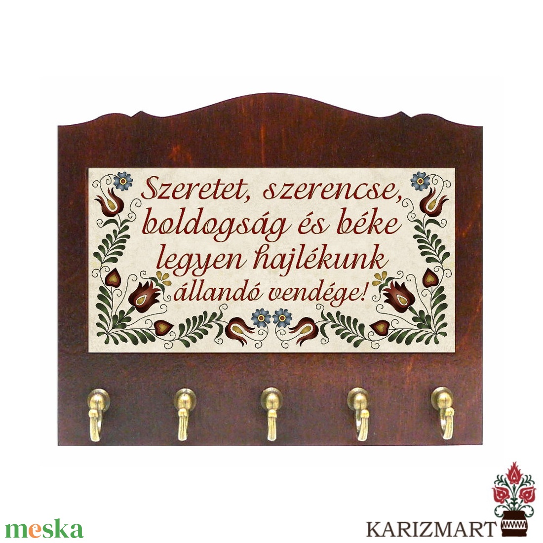 Fali Kulcsakasztó Kulcstartó -választható felirat- Jász motívum #KA02-01 - otthon & életmód - dekoráció - fali és függő dekoráció - fali kulcstartó - Meska.hu
