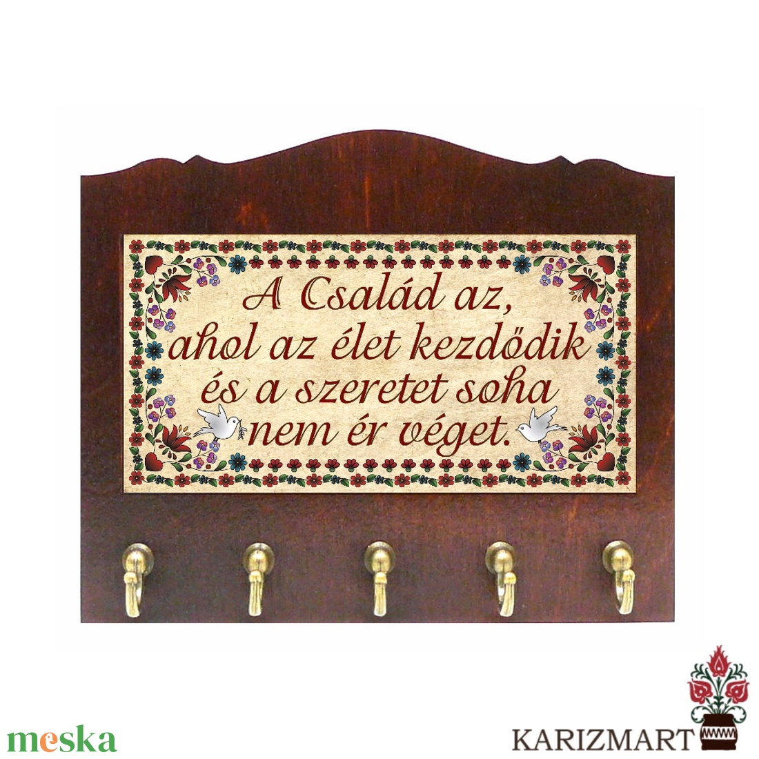 Fali Kulcsakasztó Kulcstartó -választható felirat- kalocsai motívum #KA02-03 - otthon & életmód - dekoráció - fali és függő dekoráció - fali kulcstartó - Meska.hu