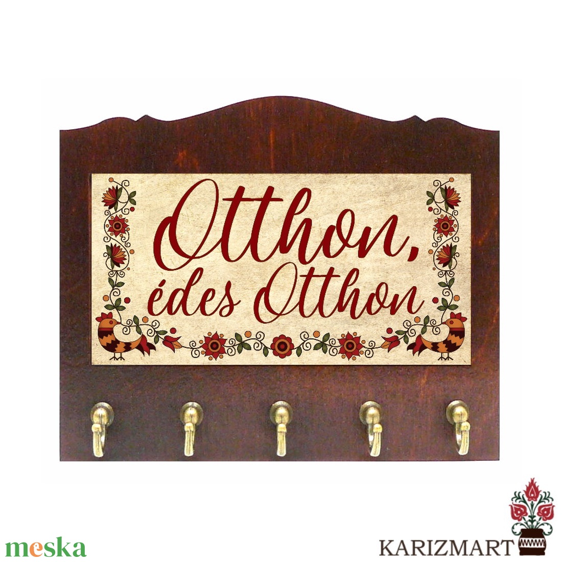 Fali Kulcsakasztó Kulcstartó -választható felirat- rábaközi motívum #KA02-02 - otthon & életmód - dekoráció - fali és függő dekoráció - fali kulcstartó - Meska.hu