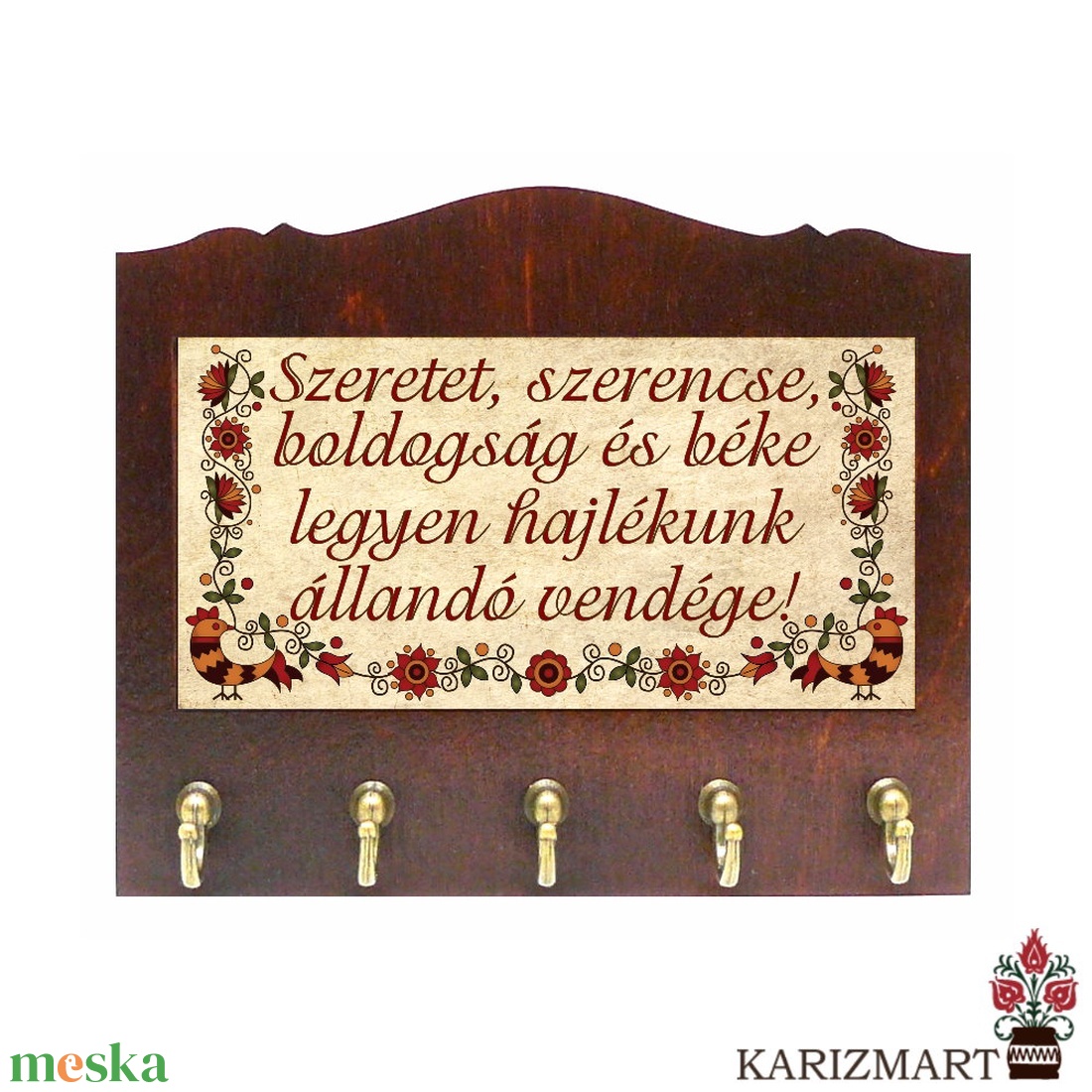 Fali Kulcsakasztó Kulcstartó -választható felirat- rábaközi motívum #KA02-02 - otthon & életmód - dekoráció - fali és függő dekoráció - fali kulcstartó - Meska.hu