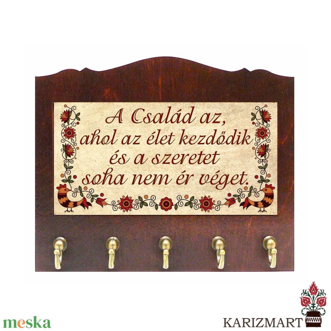 Fali Kulcsakasztó Kulcstartó -választható felirat- rábaközi motívum #KA02-02 - otthon & életmód - dekoráció - fali és függő dekoráció - fali kulcstartó - Meska.hu