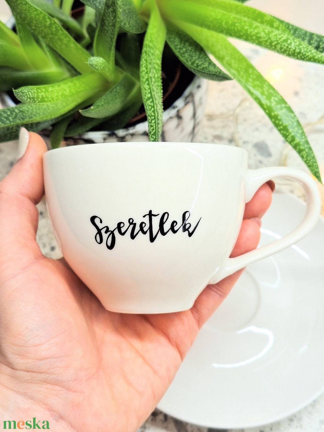Kávéscsésze kistányérral Szeretlek - otthon & életmód - konyhafelszerelés, tálalás - tálalás - bögre & csésze - Meska.hu