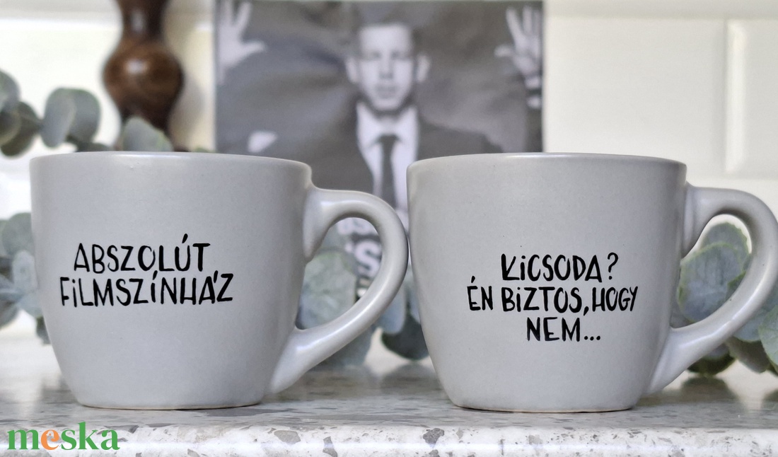 Magyar Péter kávéscsésze pár Kicsoda?/Abszolút filmszínház - otthon & életmód - konyhafelszerelés, tálalás - tálalás - bögre & csésze - Meska.hu