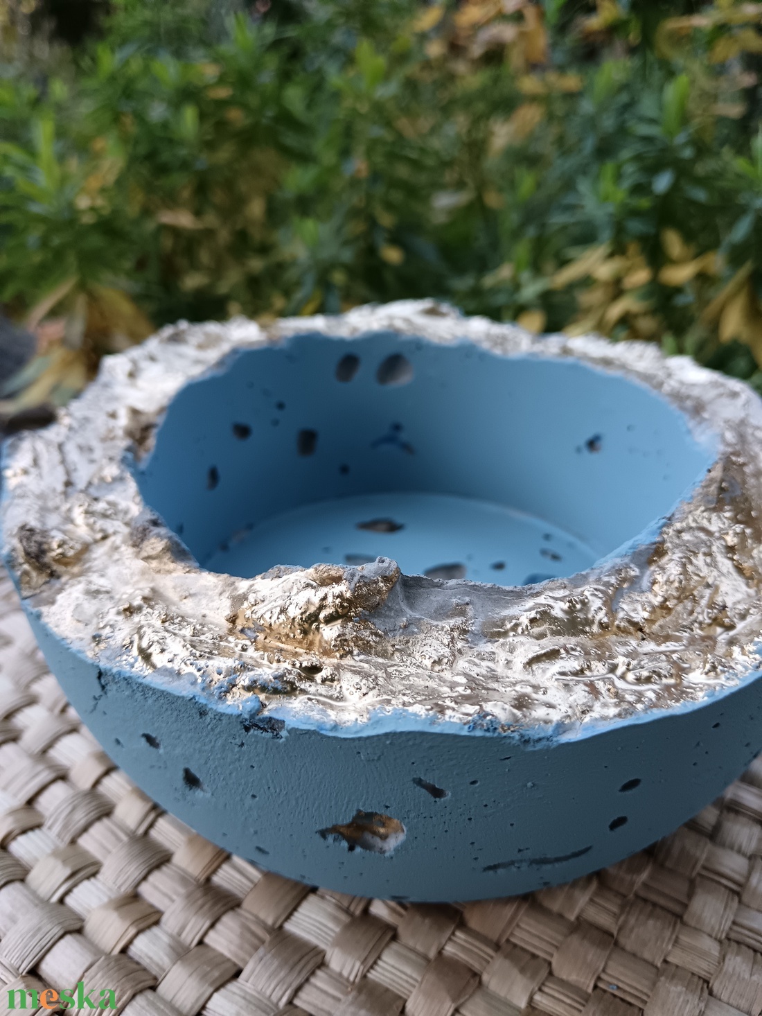 Beton tálka arany szegéllyel - ékszer - ékszertartó - ékszertartó tál - Meska.hu