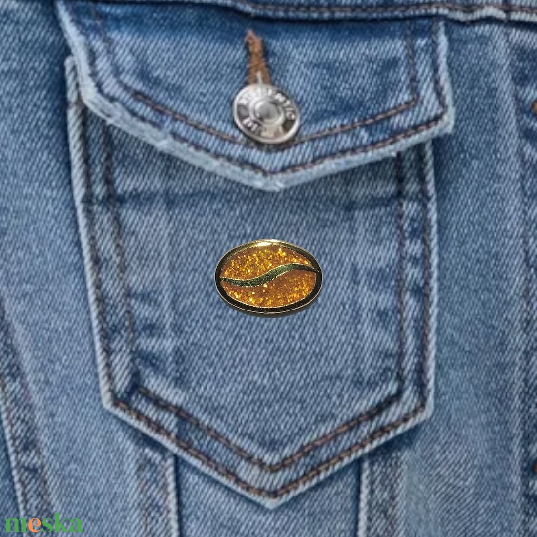Csillámló kávébab kitűző - ékszer - kitűző és bross - kitűző - Meska.hu Csillámló kávébab kitűző - ékszer - kitűző és bross - kitűző - Meska.hu