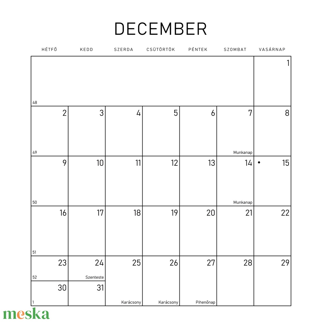 Poszternaptár 2024 _ ' G R Á F ' Nagyméretű évtervező / éves tervező naptár - otthon & életmód - papír, írószer - naptár & tervező - Meska.hu