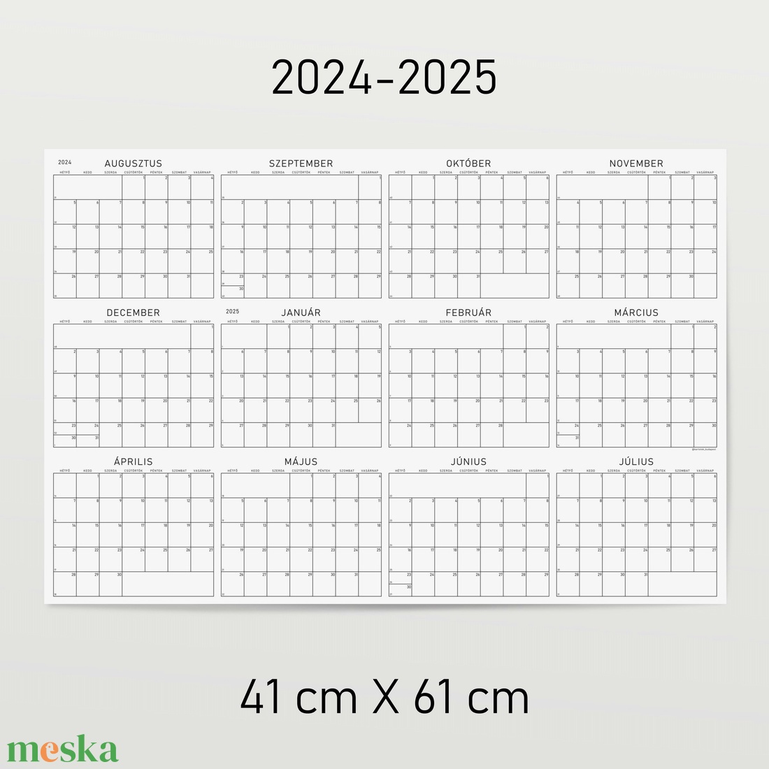 G R Á F éves poszternaptár / akadémiai év: 2024-2025 / kisméretű évtervező / fali tervező naptár - otthon & életmód - papír, írószer - naptár & tervező - Meska.hu